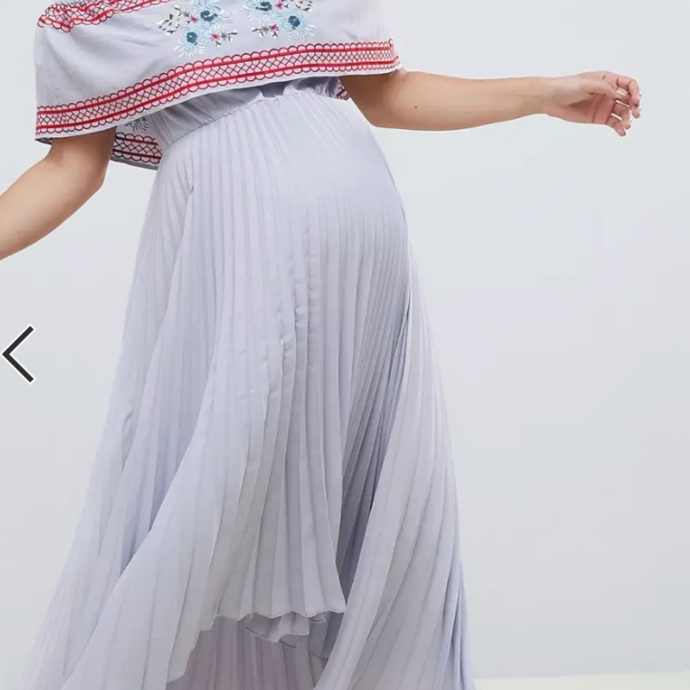 ASOS  Embroidered pleated midi dress MATERNITY (NWOT) - Picture 3 of 8